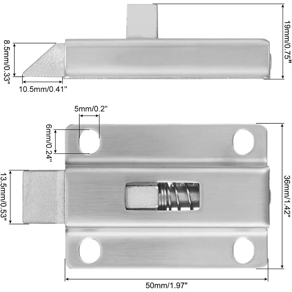 Spring Bounce Lock, 50mm/2 inch Automatic Spring Loaded Latches Stainless Steel