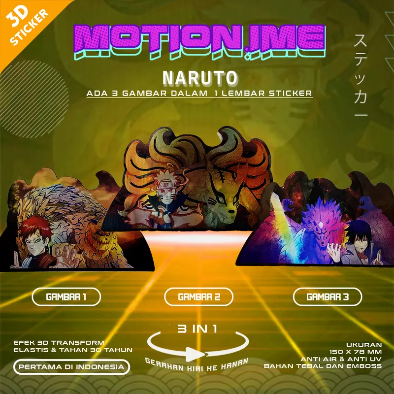 3D Sticker Lenticular Naruto Shippuden Anime Stiker 7