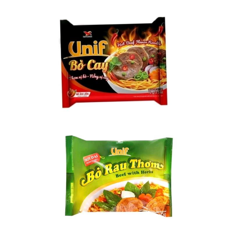 Combo 30 gói 2 vị 15 Gói mì Bò Rau Thơm + 15 Gói mì Bò Cay