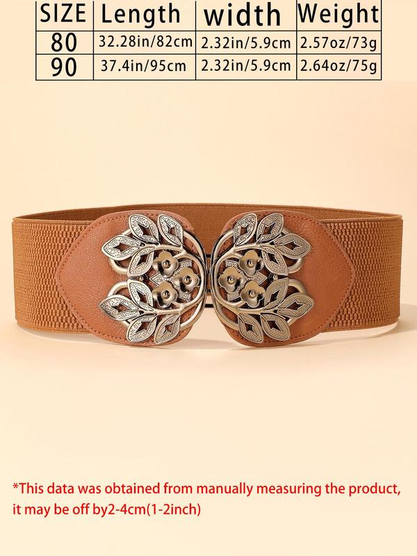 Retro Flower Buckle Decorative Belt, Elegant Plain Fashion Belt for Women, Daily Versatile Casual Belt for Dresses 1