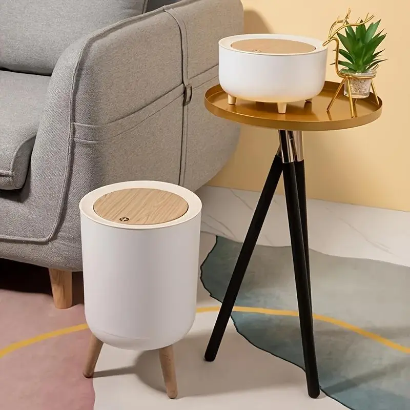 Trash Can with Lid, 1 Count Modern Trash Can, Trash Bin for Home Living Room Bedroom Kitchen Bathroom, Home Organizer