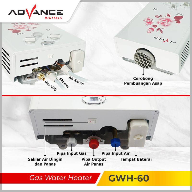 Product Introduction of 【COD】Advance GWH-60 Gas Water Heater Pemanas Air 6 Liter Free Shower Original Bergaransi 1 Tahun 9