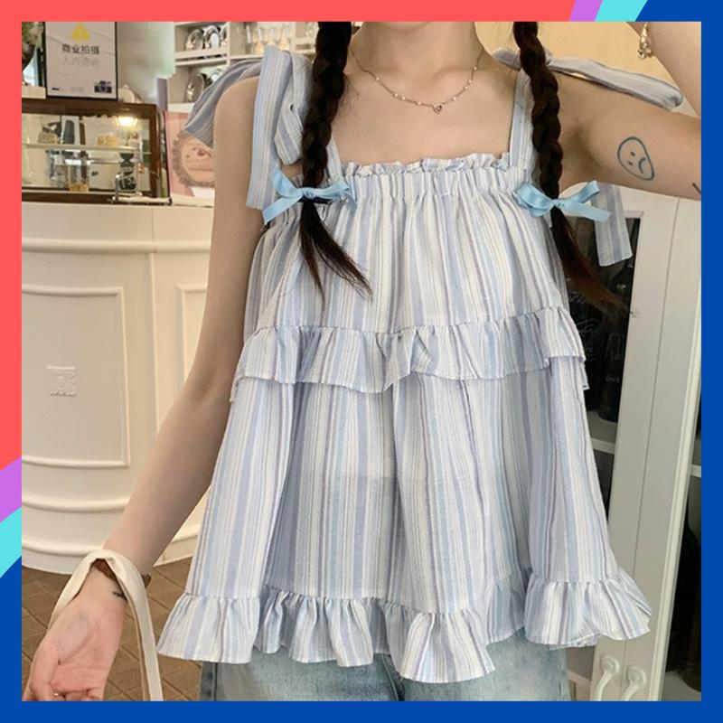 Áo 2 dây nữ babydoll thiết kế bèo 2 tầng dễ thương áo 2 dây nữ thắt nơ bigsize dáng A năng động phù hợp đi chơi đi dạo phố Top Women