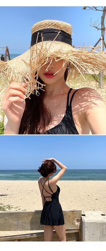 Product Introduction of 2023 New Korean One Piece Swimsuit Women Bathing Suit Solid Sexy Slip Dress Halter Bikini Set Hot Spring Swimwear 16
