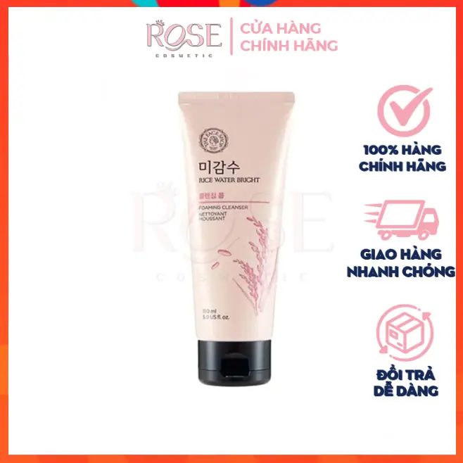 Sữa Rửa Mặt Gạo Hàn Quốc Dưỡng Trắng, Sạch Nhờn, Phù hợp mọi loại da The Face Shop Rice Water Bright Cleansing Foam TFS 150ml