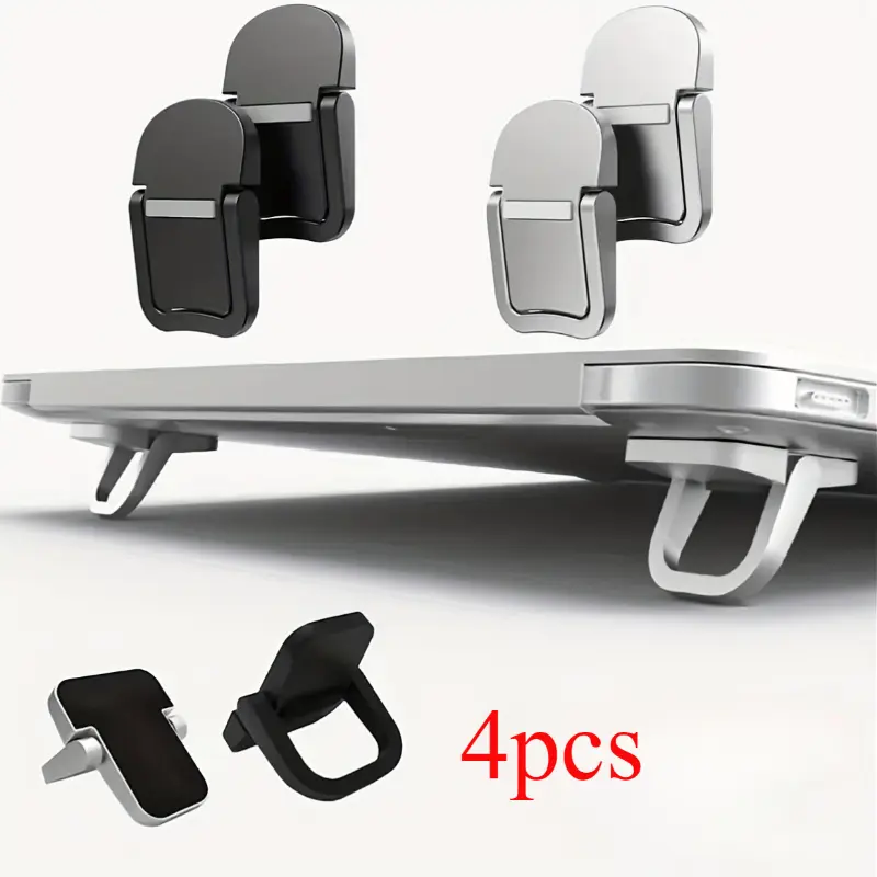4pcs Portable Notebook Stand: Invisible, Foldable and Ergonomic Desktop Support for 10-18 Inch Laptops, Tablets, Keyboards and Mobile Phones - Made of ABS Material 1