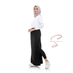 Rok Legging Panjang Tali Pinggir One Set Nyaman Dipakai Olahraga Hitam Celana Muslim Setelan Wanita