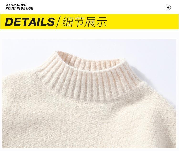 Product Introduction of Áo Len Cổ Giả Lông Chồn Mới Cho Nam, Áo Len Dày Và Ấm Áp, Áo Len Chui Đầu, Áo Sơ Mi Lớp Đế Màu Trơn, Mùa Đông, Menswear 17
