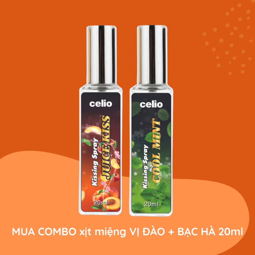 Xịt Thơm Miệng Love Spray Kissing Spray CELIO Hương Juicy Kiss vị Đào, vị Bạc Hà, Vị cafe bùng nổ nụ hôn nồng cháy Xịt Miệng Trà Nữ