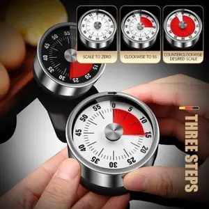 Timer Dapur Magnetik Digital & Manual - Timer Masak Mekanik Putar dengan Alarm 72dB - Timer Baking Praktis untuk Dapur dan Kitchenware