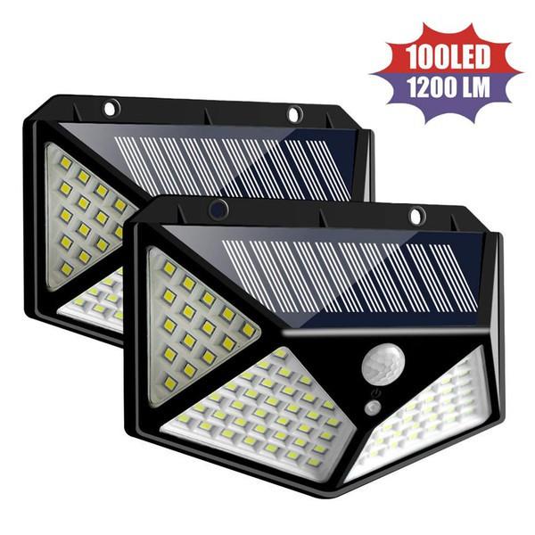 Đèn LED năng lượng mặt trời chống nước cảm biến chuyển động 100 LED 3 chế độ siêu sáng 1