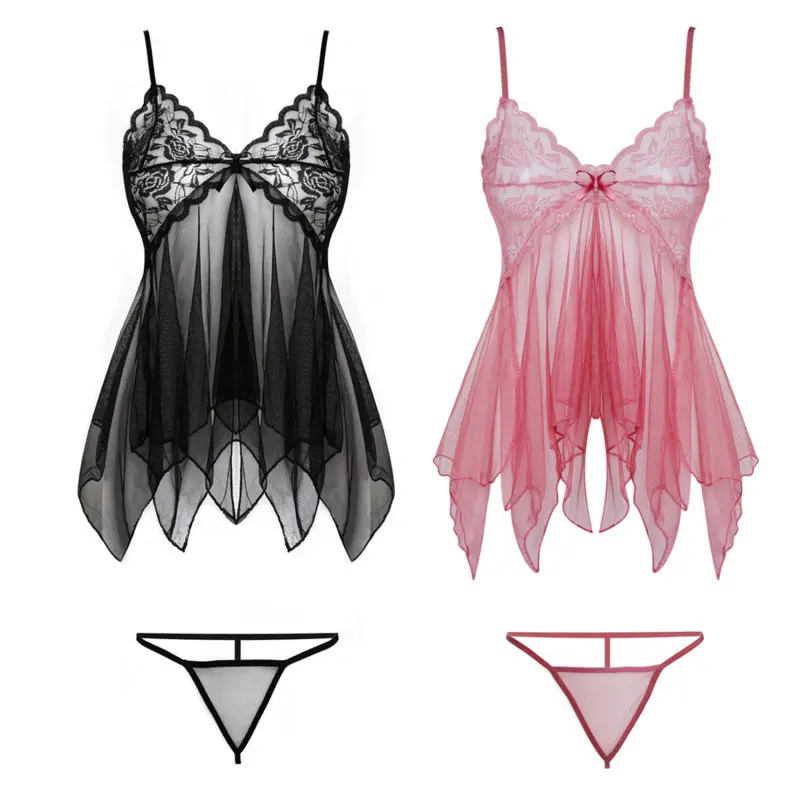 Sexy Lingerie Stretch Lace Babydoll Robes Loungewear