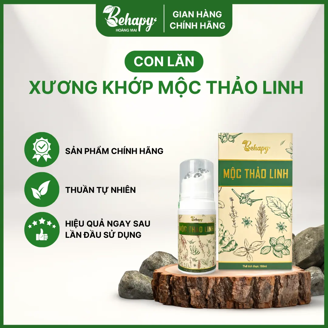 Con Lăn Massage Cổ Vai Gáy và Xương Khớp Mộc Thảo Linh Behapy Hoàng Mai - Giảm Đau Mỏi Cổ Vai Gáy Trong Lần Đầu Sử Dụng, Tinh chất từ 18 thảo dược thiên nhiên