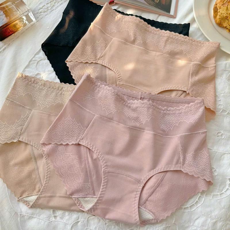 Set Quần Lót Cotton Cạp Cao Phối Ren Hông Q8218 Nữ - THỦY BIKINI Women 0
