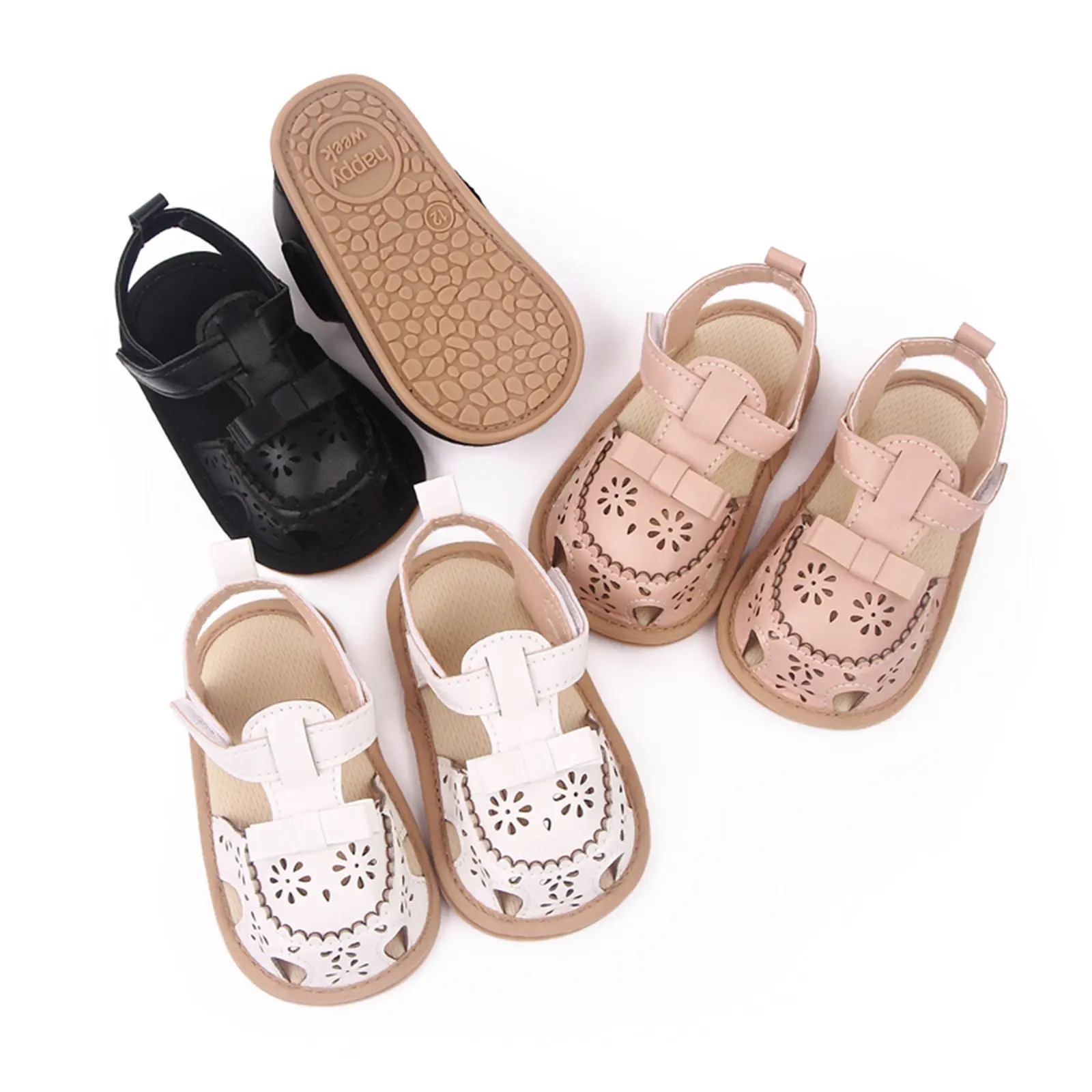 Baby Girls Boys Sandal, PU Leather Flexible Non-slip Hollowed Summer Flat Shoes for Casual Daily