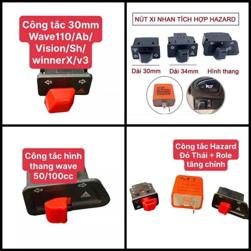 Nút Công Tắc Hazard Wave 50cc 110, Vision 2023, Ab 125, Future Led, Vario, Winner x Xi Nhan Tích Hợp Haza Phụ Kiện Phụ Tùng