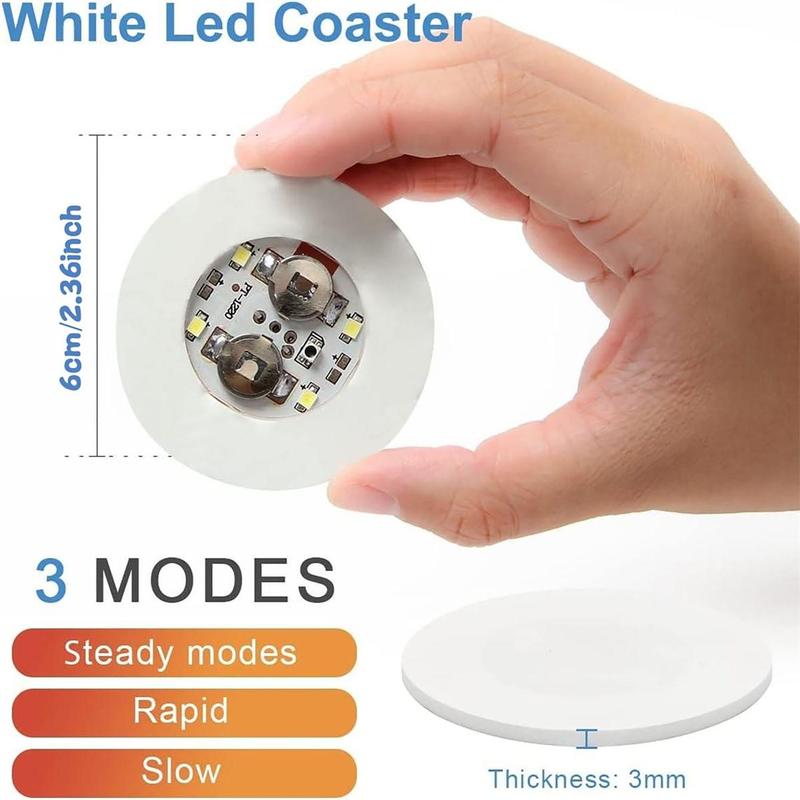 2pcs LED Wine Bottle Coaster, 3 Mode Decorative Bottle Light Coaster, Decor Light Placemat For Party & Bar 2