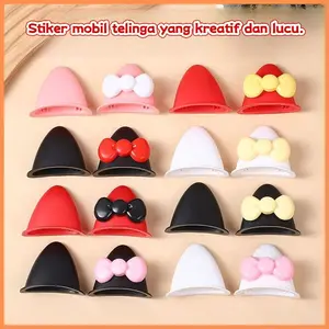 Helm kartun lucu dengan pita dan telinga kucing, cocok untuk kendaraan listrik, dekorasi personal.