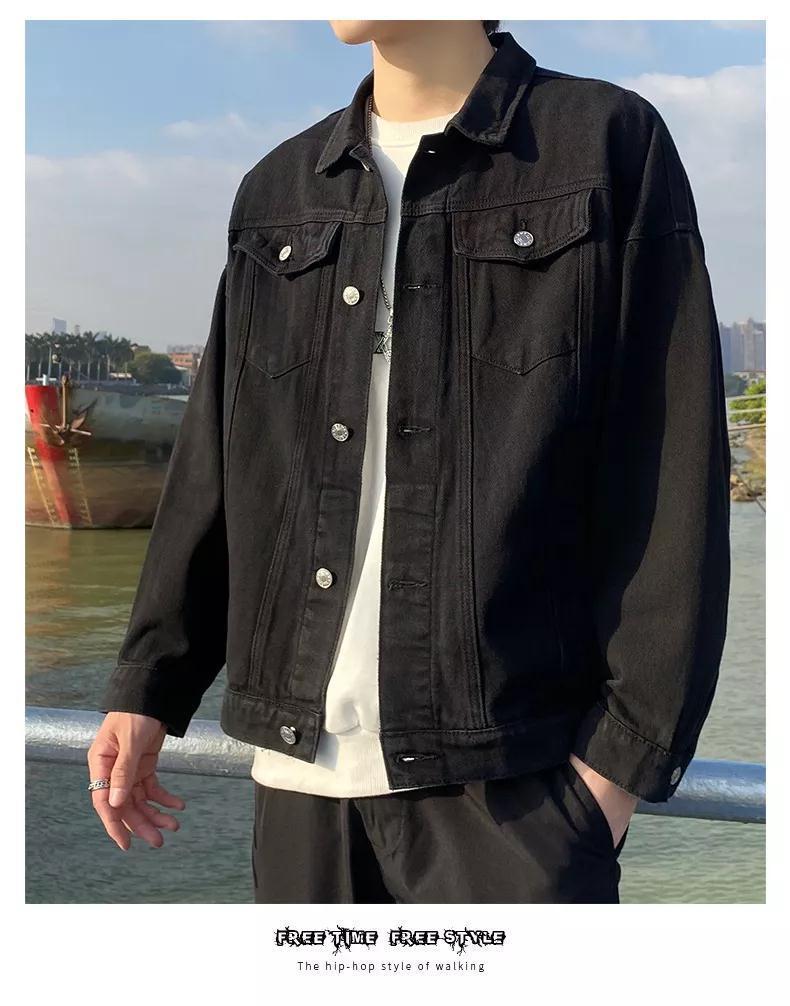 Product Introduction of Áo Khoác Denim, Shi, Thiết Kế Đơn Giản Và Rộng Rãi, Thích Hợp Cho Mùa Xuân Và Mùa Thu, Thương Hiệu Thời Trang Mới, Phong Cách Thường Ngày Cổ Polo, Áo Khoác Dụng Cụ Menswear Nam Jacket Có Túi 9