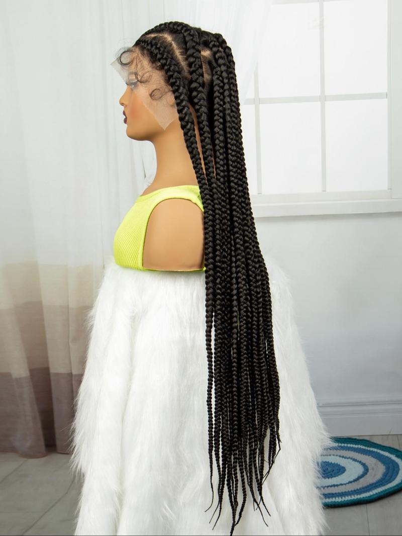 Product Introduction of 38 Inch Long Cornrow Braids for Black Women, Gorgeous Fluffy Wigs without Bangs, Synthetic Braided Full Lace Wigs for Party, Daily Use 2