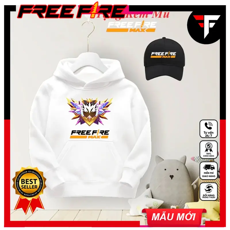 Mẫu Áo Hoodie free fire rank thách đấu [ TẶNG KÈM 1 NÓN ] 2 màu đen và trắng chất nỉ hình in sắc nét 1