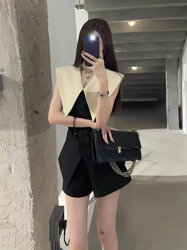 Set vest thời trang nữ ngắn trên gối chất vải mát mịn thời trang sành điệu tinh tế cho các chị em Áo Voi Women Lịch Top Tim Navy 6
