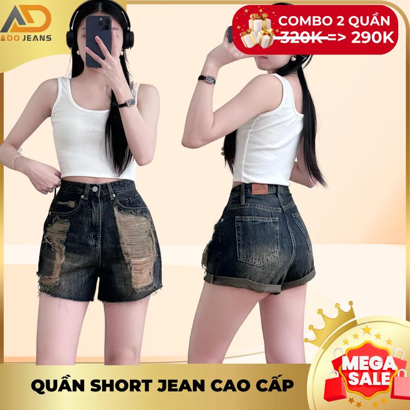  Quần short jean nữ lai tua rua đùi bò nữ  phối rách ca tính chất vãi cao cấp S31 