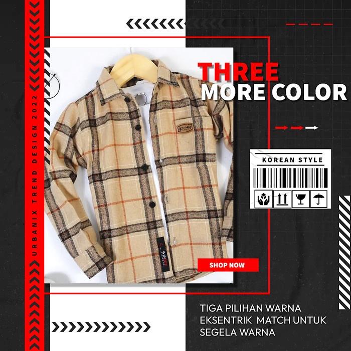 Twinbee Kemeja Flanel Anak Laki Laki Lengan Panjang Usia 1 2 3 4 5 6 7 Tahun Import Cream Biru Merah Korean Style Premium 5