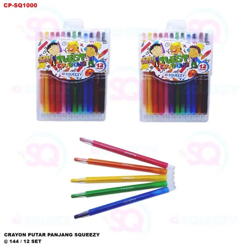 Crayon Oil Putar Squeezy SQ-1000 (12Warna) Pensil Stationery 0