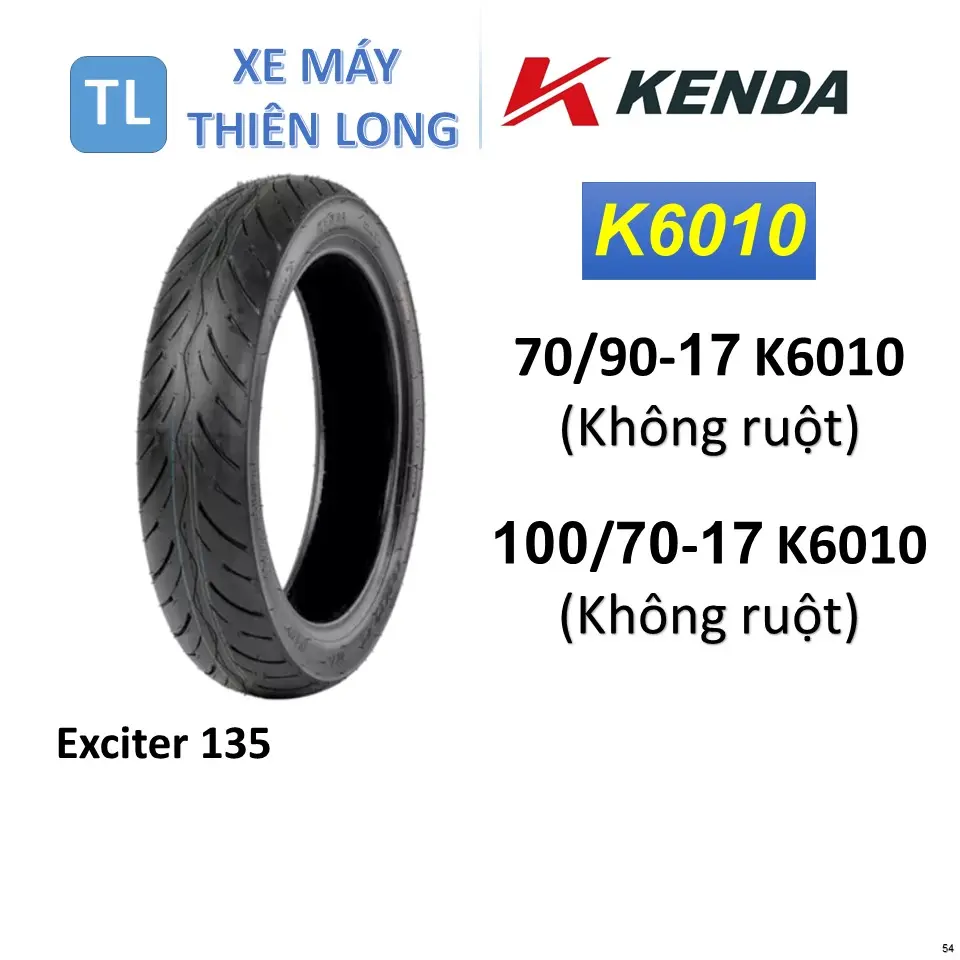 54. Lốp vỏ KENDA không ruột 70/90-17 K6010 & 100/70-17 K6010 dành cho xe Exciter 135