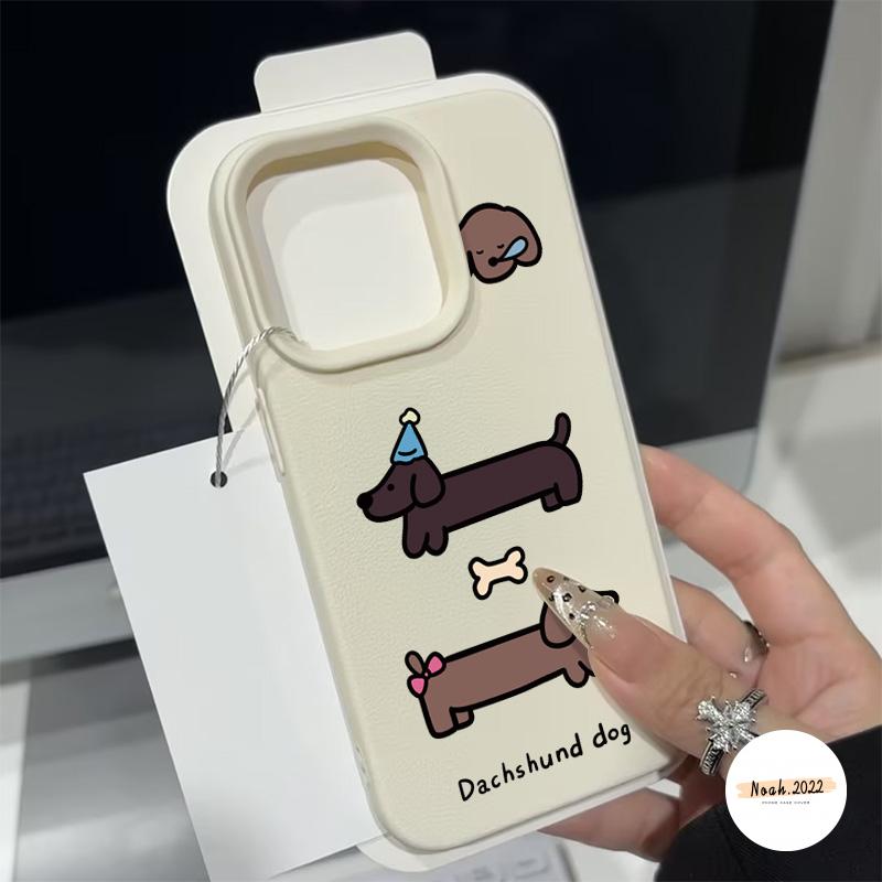Ốp Lưng Tương Thích Cho iPhone 11 13 16 15 12 14 Pro Max X Xs Max Xr 14 15 Plus 16Pro 13Pro 15Pro 14Pro 12Pro 11Pro Max Hoạt Hình Dễ Thương Chó Con Dachshund Mềm Mại Sang Trọng Bao Da Điện Thoại 3