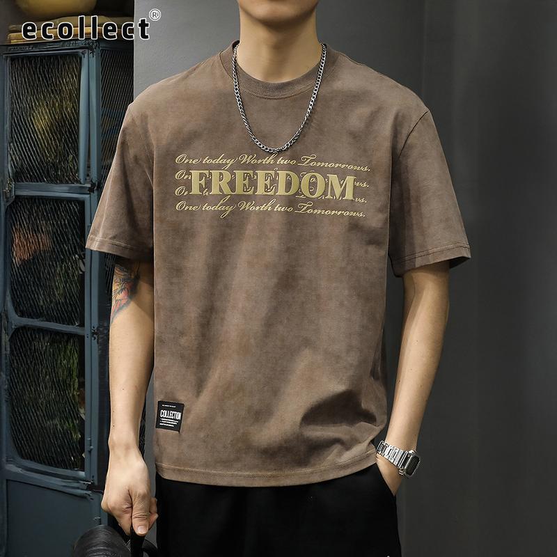 Áo Thun Nam ECOLLECT CT12 Cotton 250g Wash Màu Loang Phong Cách Retro – Thể Hiện Cá Tính Chất Lượng Cao Cấp