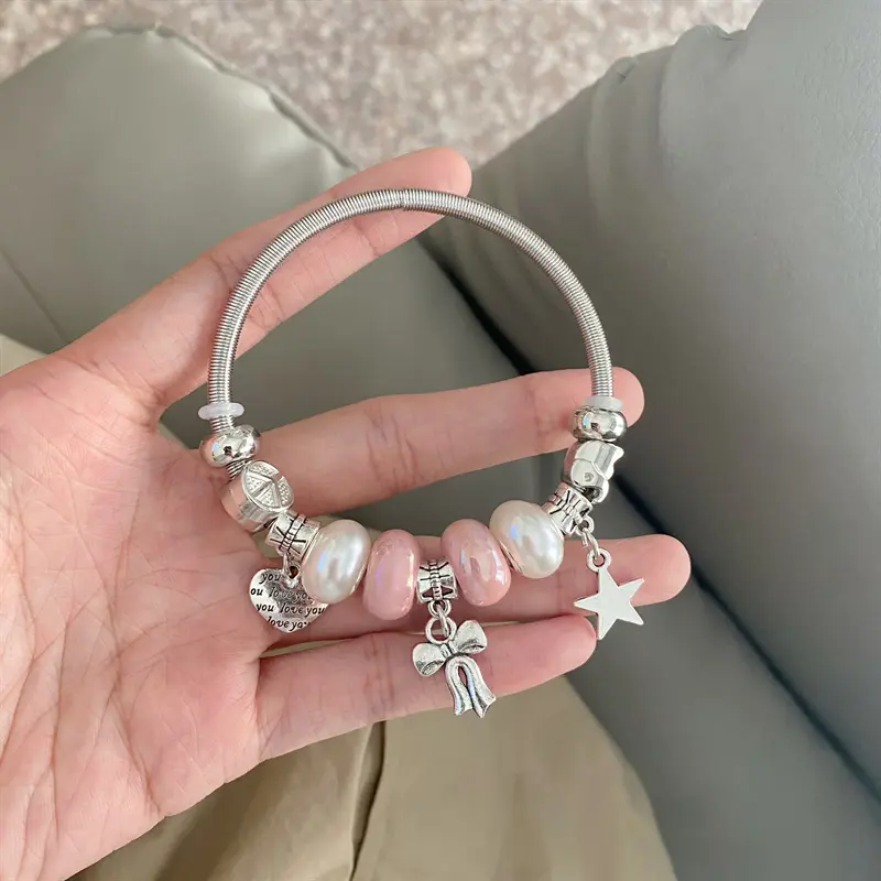 Millennial Style Y2K Sweet Cool Style Hot Girl Beaded Bracelet Girly Heart Female Colorful Korean Style Sweet Cute Beaded Bracelet
