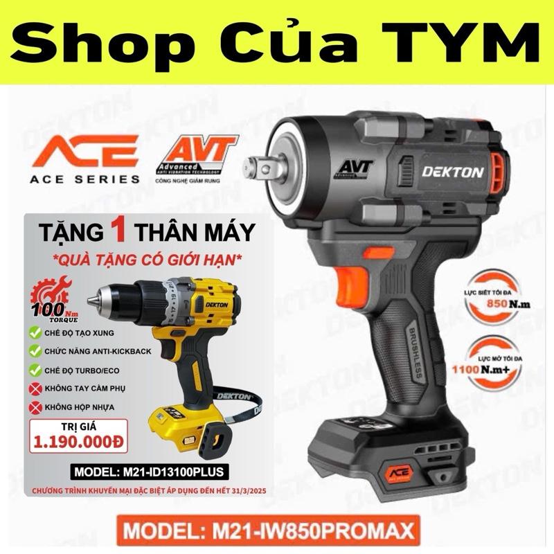(CTKM ĐẶC BIỆT) Máy siết bulong pin 850Nm (GEN4) sửa xe máy xe oto 4 chỗ 7 chỗ / Bảo hành 12 tháng / DEKTON M21-IW850PROMAX / motor brushless / chân M21 phổ thông / chính hãng