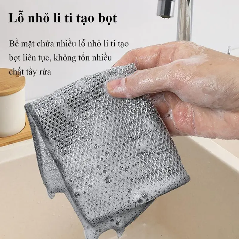 COMBO 50 Khăn vải lưới dây kim loại lau rửa bát đĩa, rửa chén bát, cọ xoong nồi đa năng Cotton 6