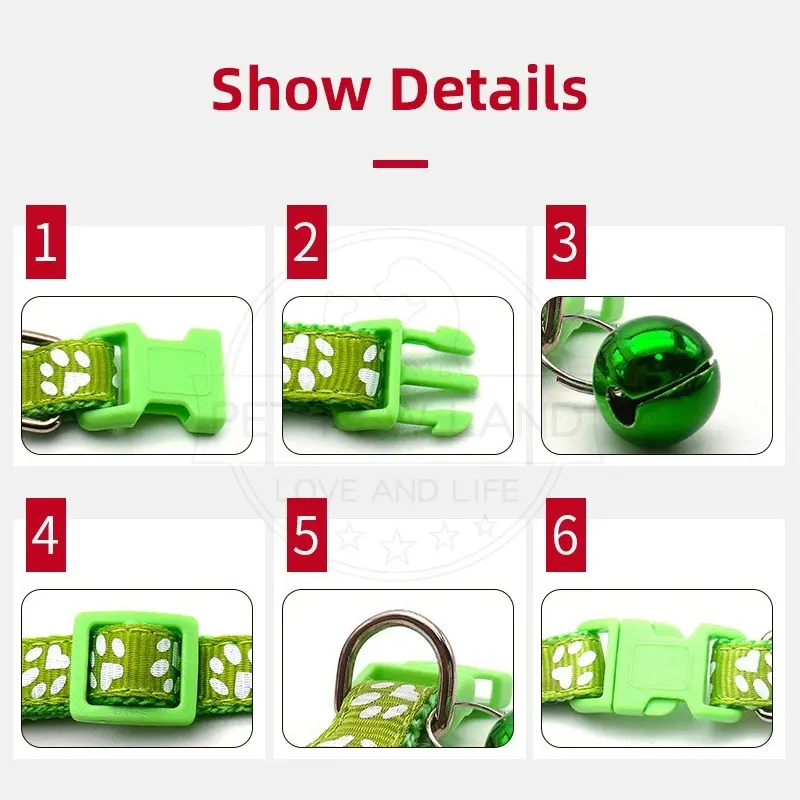 Kalung Kucing Lonceng Hewan Peliharaan Tali Leher Anjing Kecil Lonceng Pet Collar Dog Kitten Adjustable Motif Tapak Kaki Murah Import 4