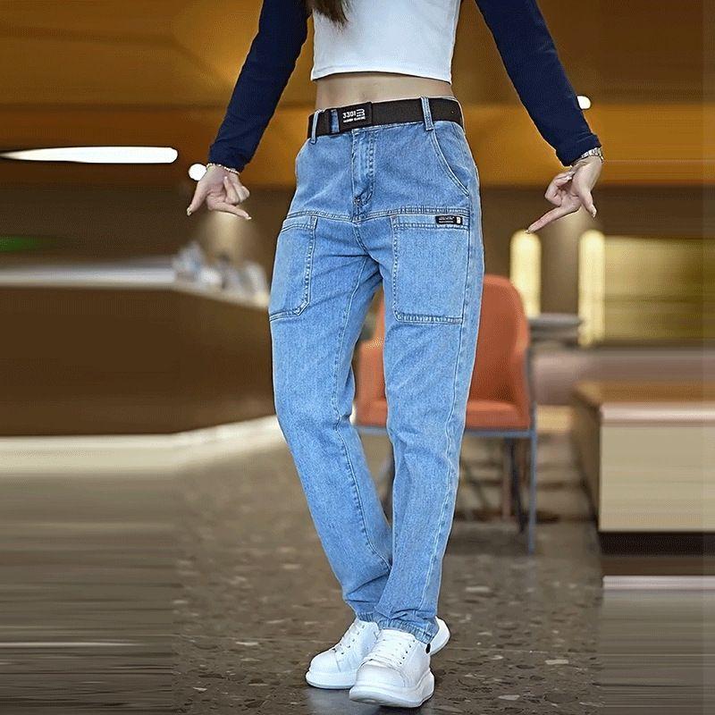 Product Introduction of Fashion men's work jeans, casual multi-pocket straight pants, thin stretch pants 4