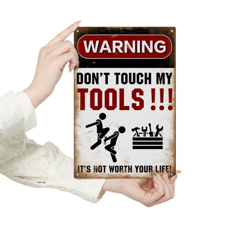 Vintage Slogan Graphic Metal Iron Warning Sign for Dressers for Bedroom, 1 Count Waterproof Wall Hanging Sign for Home Living Room Bedroom Decor, Room Accessories 2