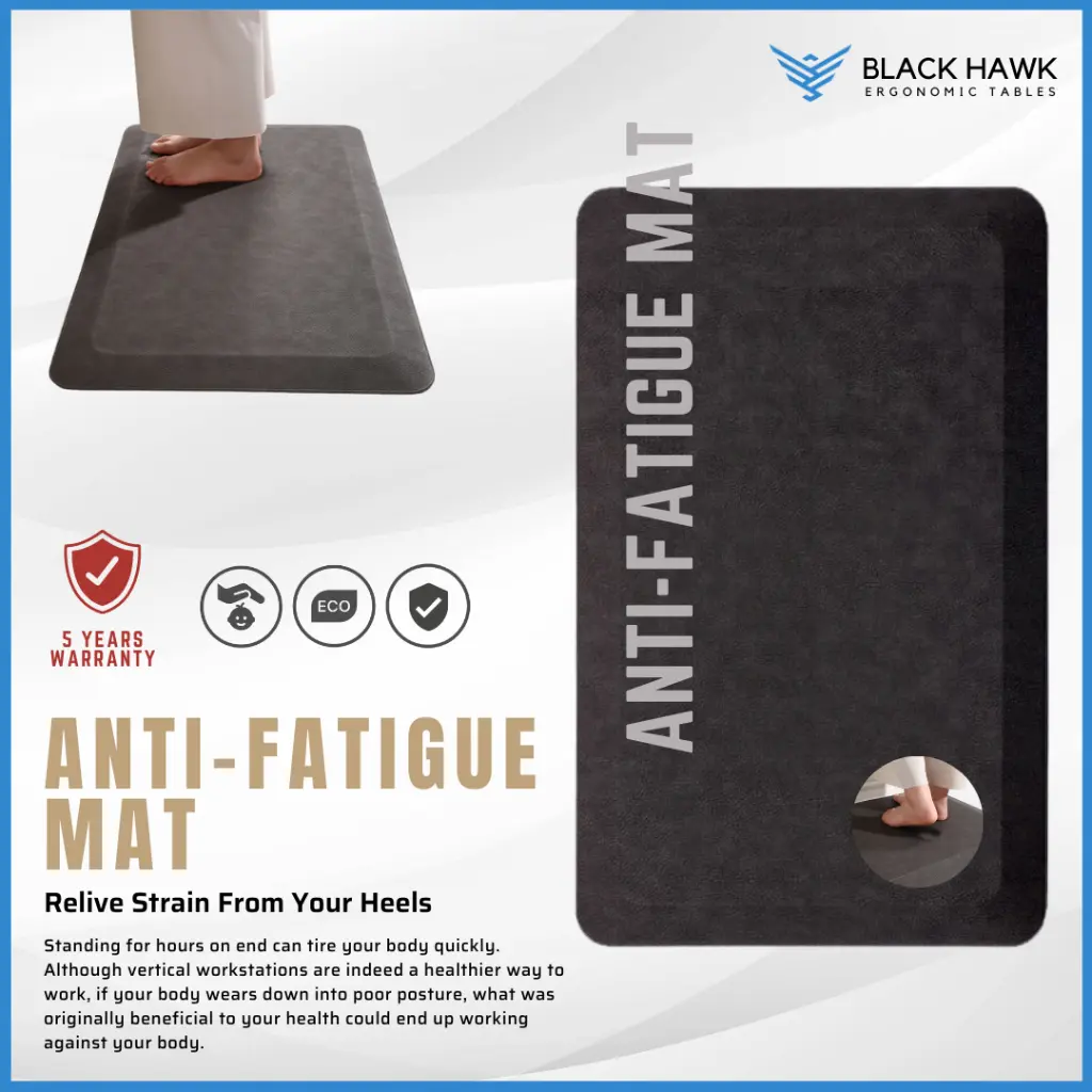 🦅 (𝐒𝐆 𝐒𝐓𝐎𝐂𝐊) Black Hawk Anti Fatigue Mat, Standing Desk Mat, Kitchen Mat, Cushioned Floor Rug, Ergonomic w/ Strong Grip