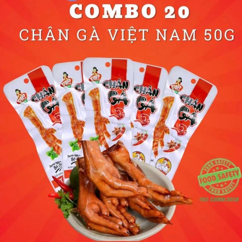 (Kèm muối chấm) 20 gói chân gà TAP Food siêu to 50g vị cay. Chân gà Việt Nam chất lượng