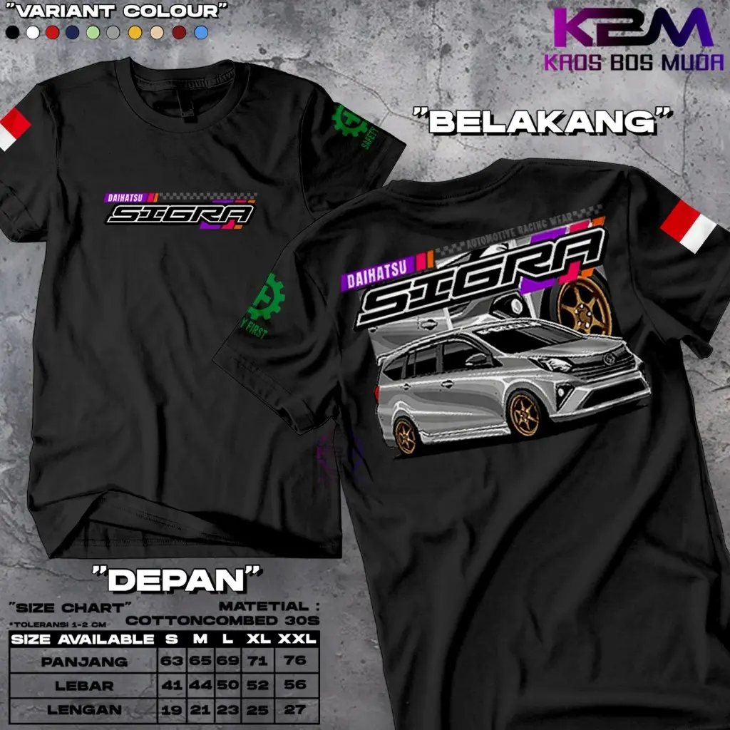 ARTAKAOS - Kaos Racing Mobil Daihatsu Sigra Modifikasi Terbaru Tshirt Sablon Lengan Bendera Dan Safety Otomotif Speedcious Racing Wear | Kaos Distro Pria | Baju Kaos Pria | Kaos Pria Oversize | Kaos Racing | Kaos Unisex |  Cocok untuk Pria & Wanita