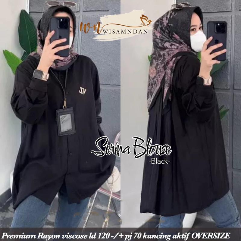 BLOUSE POLOS WANITA JUMBO KATUN RAYON PREMIUM ATASAN WANITA JUMBO LD 120 KOREAN STYLE LENGAN PANJANG 1