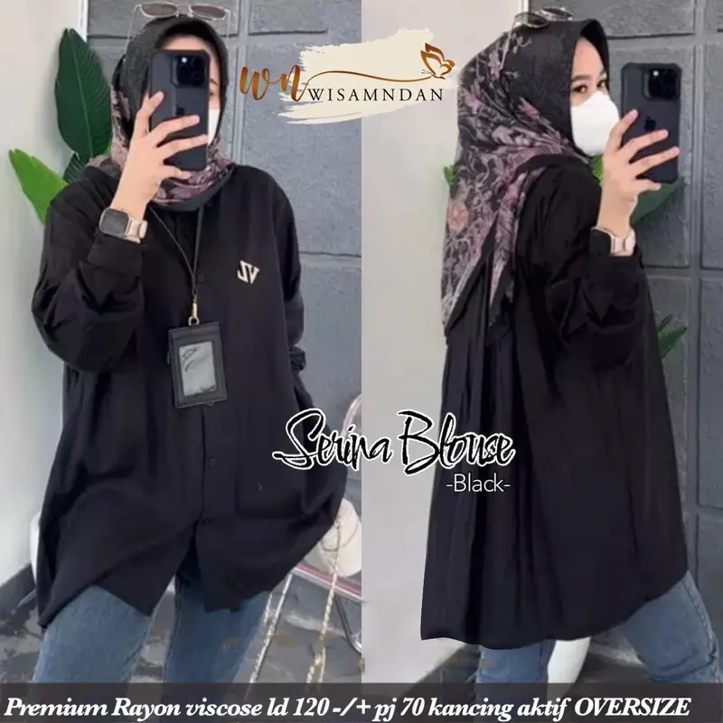 BLOUSE POLOS WANITA JUMBO KATUN RAYON PREMIUM ATASAN WANITA JUMBO LD 120 KOREAN STYLE LENGAN PANJANG 1