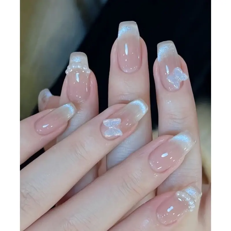 Nailbox thiết kế T115 mắt mèo kim cương mix nơ ngọc độ bóng bền cao