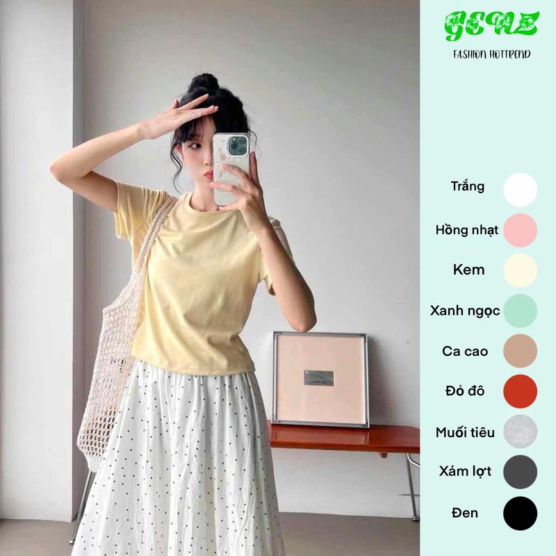  ÁO THUN NỮ CROTOP FORM BOXY DỄ THƯƠNG DỄ PHỐI ĐỒ Women Cổ Tròn ngantay 