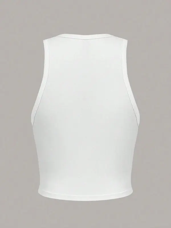 Women's Bull Head & Letter Print Round Neck Tank Top, Casual Sleeveless Graphic Top for Summer, Ladies Clothes for Daily Wear, Clothing,  Summer Top 1