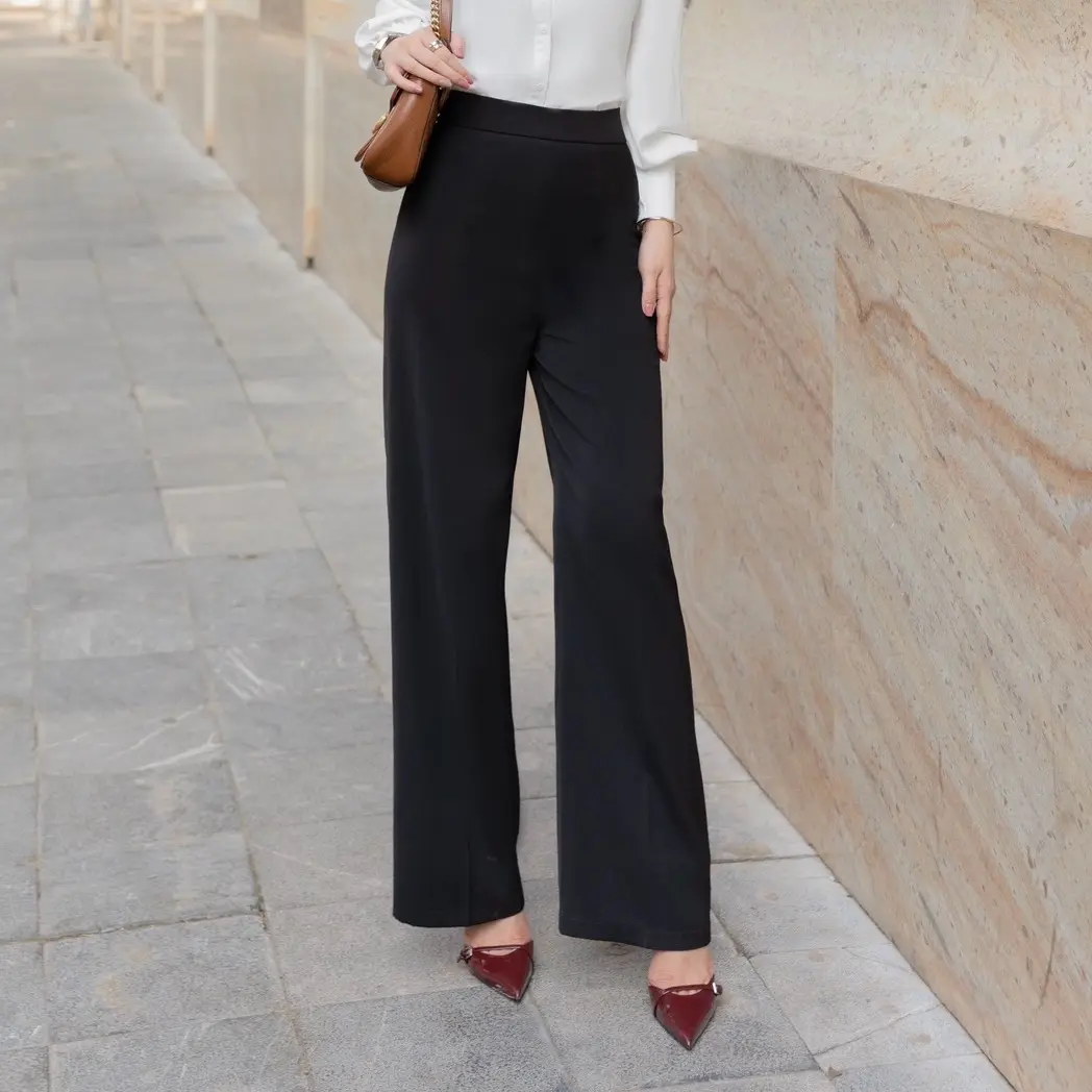 Pita Pants - Quần ông suông vải chéo Hàn khoá giọt lệ sau lưng hack dáng Nữ Pants Women Ong