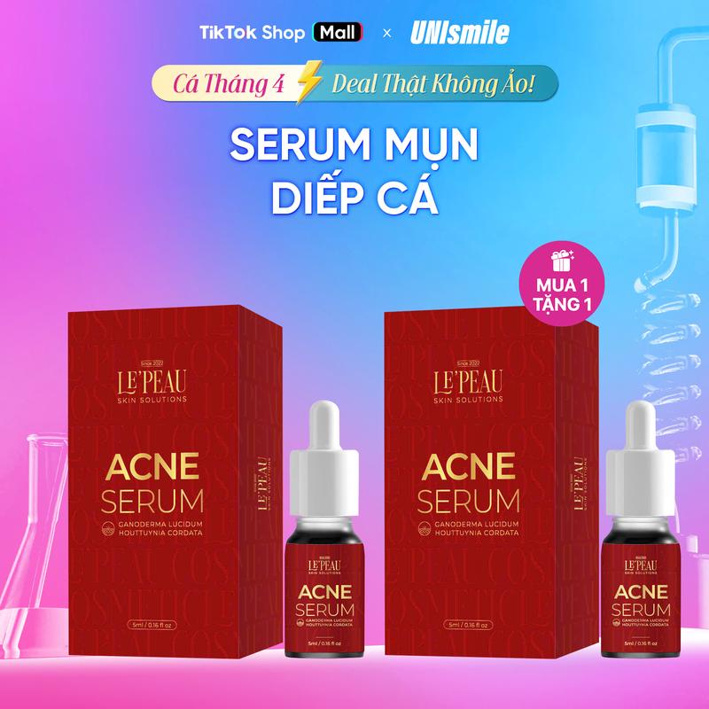 Mua 1 Tặng 1, Serum Mụn Diếp Cá, Hỗ Trợ Cải Thiện Mụn, Dung Tích 5ml, Acne serum - LE'PEAU Chăm Sóc Da