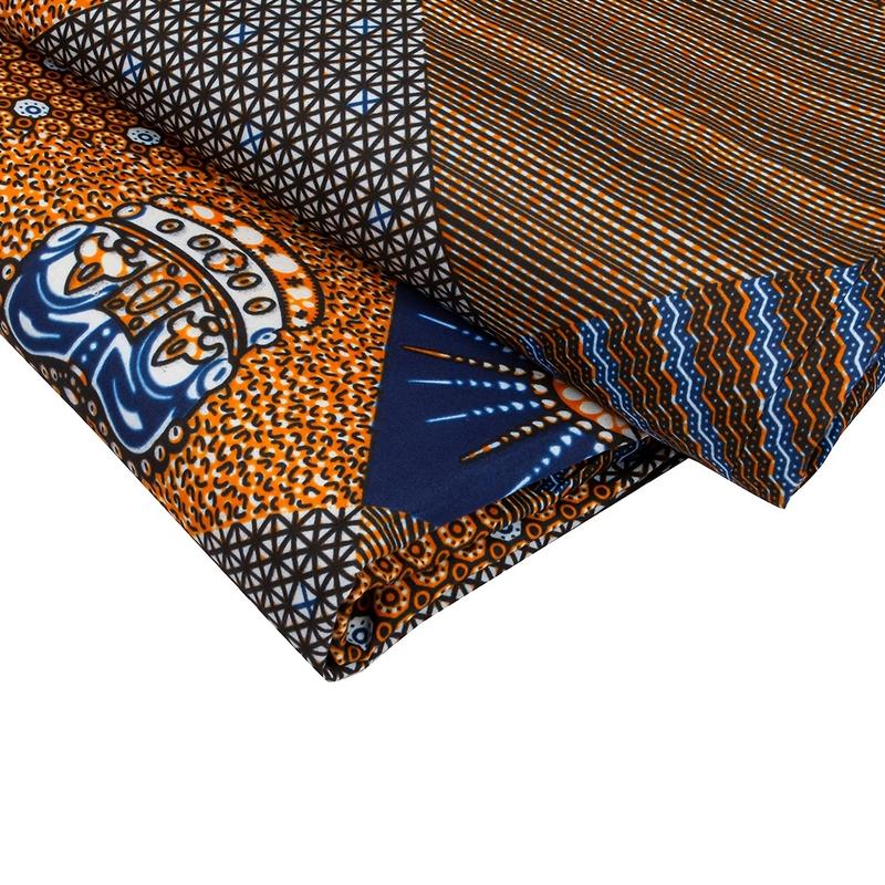 Product Introduction of 3Yds/6Yds Fabric Geometric Pattern African Batik Dye Fabric Polyester Material African Ankara Fabric Double-Sided Print Home Craft Fabric Decorative Fabric 5