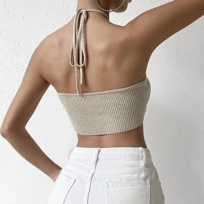 Women's Strapless Tie Knit Vest Top - Apricot 1